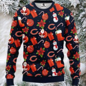 Nfl Chicago Bears Ugly Sweater Santa Claus Snowman Ugly Christmas Sweater