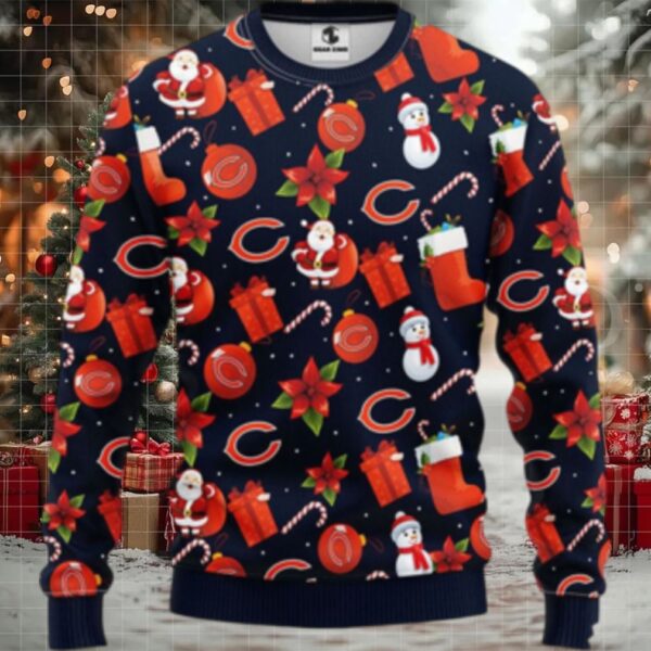 Nfl Chicago Bears Ugly Sweater Santa Claus Snowman Ugly Christmas Sweater