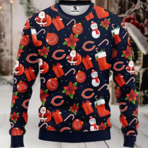 Nfl Chicago Bears Ugly Sweater Santa Claus Snowman Ugly Christmas Sweater