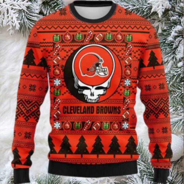Nfl Cleveland Browns Ugly Sweater Grateful Dead Ugly Christmas Fleece Sweater