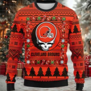 Nfl Cleveland Browns Ugly Sweater Grateful Dead Ugly Christmas Fleece Sweater