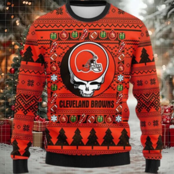 Nfl Cleveland Browns Ugly Sweater Grateful Dead Ugly Christmas Fleece Sweater