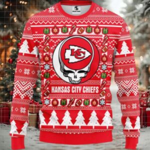 Nfl Kansas City Chiefs Ugly Sweater Grateful Dead Ugly Christmas Fleece Sweater