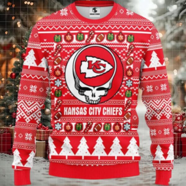 Nfl Kansas City Chiefs Ugly Sweater Grateful Dead Ugly Christmas Fleece Sweater