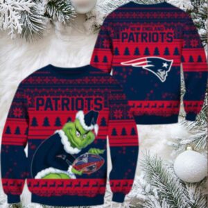 Nfl New England Patriots Football Grinch Christmas Ugly Sweater