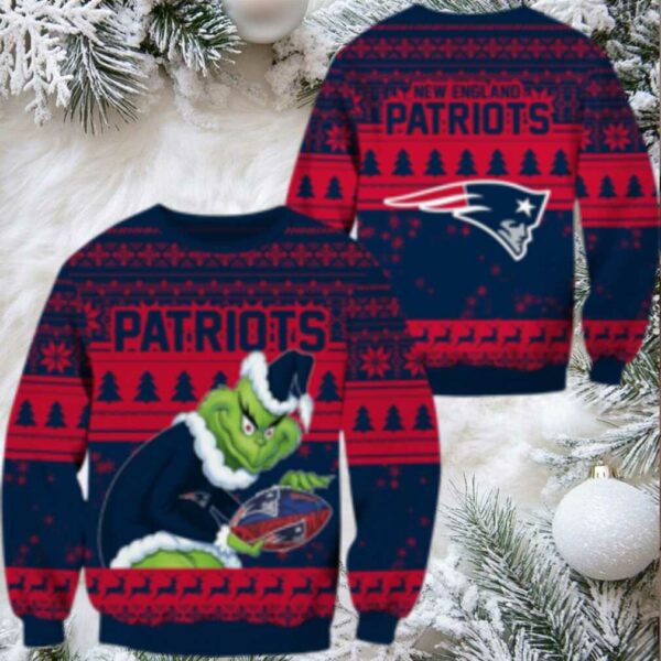 Nfl New England Patriots Football Grinch Christmas Ugly Sweater