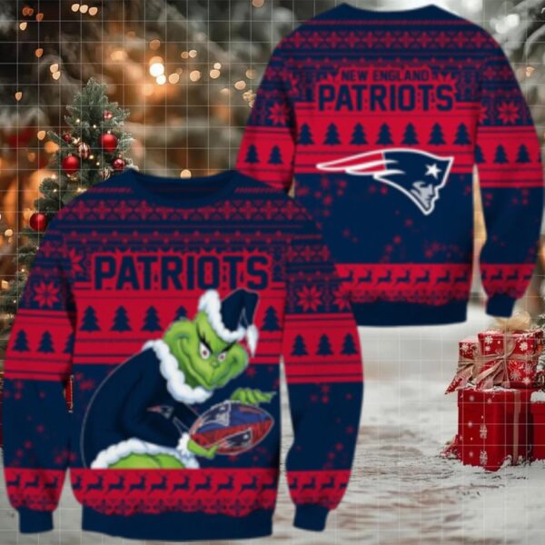 Nfl New England Patriots Football Grinch Christmas Ugly Sweater