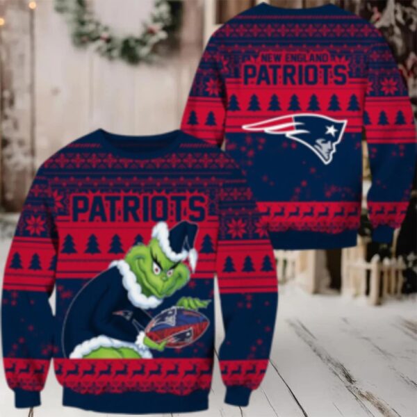 Nfl New England Patriots Football Grinch Christmas Ugly Sweater
