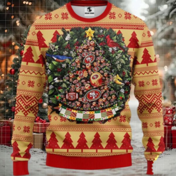 Nfl San Francisco 49Ers Ugly Christmas Sweater Ball Pine Tree Christmas Unisex Sweater