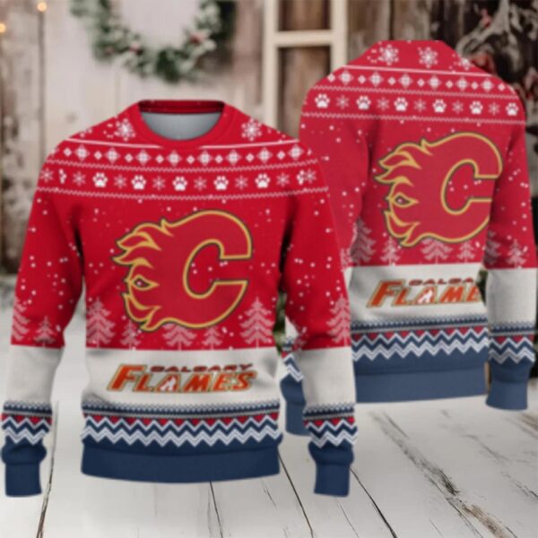 Nhl Calgary Flames Hockey Team Design New Ugly Christmas Sweater