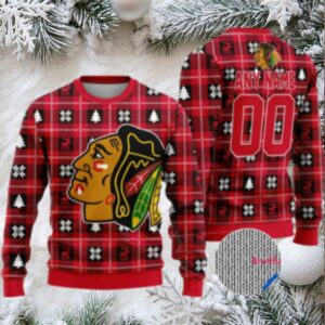 Nhl Chicago Blackhawks Personalized Snow Tree Ugly Christmas Sweater