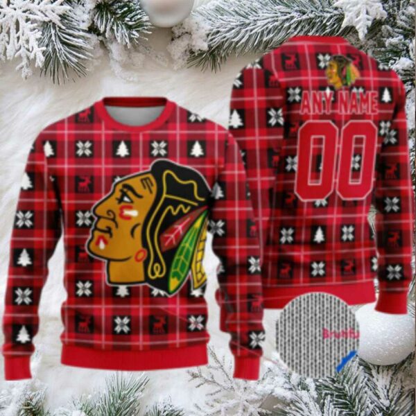 Nhl Chicago Blackhawks Personalized Snow Tree Ugly Christmas Sweater