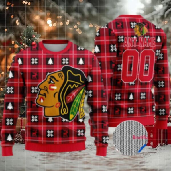 Nhl Chicago Blackhawks Personalized Snow Tree Ugly Christmas Sweater