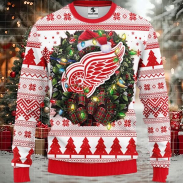 Nhl Detroit Red Wings Ugly Sweater Christmas Wreath Ugly Sweater