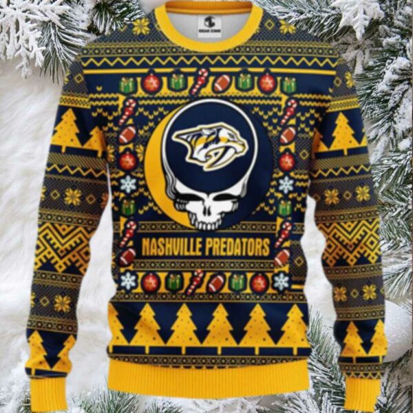 Nhl Nashville Predators Ugly Sweater Grateful Dead Ugly Christmas Fleece Sweater