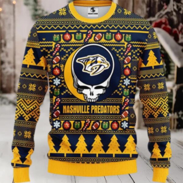 Nhl Nashville Predators Ugly Sweater Grateful Dead Ugly Christmas Fleece Sweater