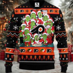 Nhl Philadelphia Flyers Ugly Sweater 12 Expressions Of Grinch During The Christmas Season Sweater