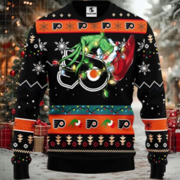 Nhl Philadelphia Flyers Ugly Sweater The Hand Of Grinch Ugly Christmas Sweater