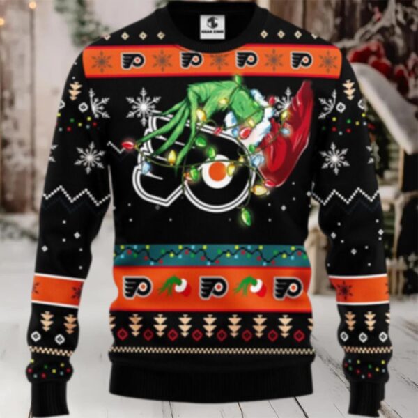 Nhl Philadelphia Flyers Ugly Sweater The Hand Of Grinch Ugly Christmas Sweater