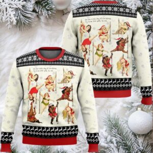 Nine Ladies Dancing Sexy Christmas Funny Ugly Christmas Sweater