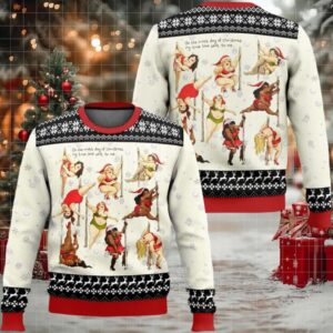 Nine Ladies Dancing Sexy Christmas Funny Ugly Christmas Sweater