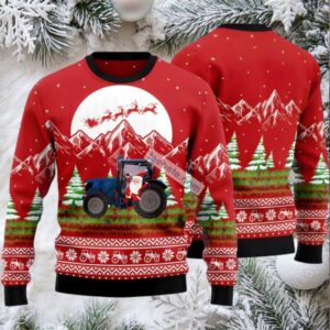 Noel Tractor Santa Claus Ugly Christmas Sweater Red On Sale