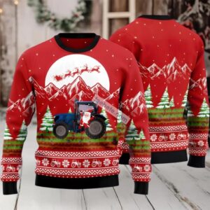 Noel Tractor Santa Claus Ugly Christmas Sweater Red On Sale