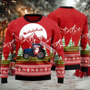 Noel Tractor Santa Claus Ugly Christmas Sweater Red On Sale
