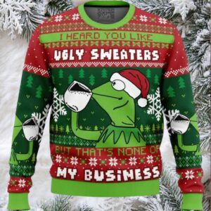 None Of My Business Kermit the Frog Ugly Christmas Sweater