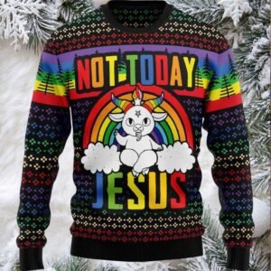 Not Today Jesus Ugly Christmas Sweater