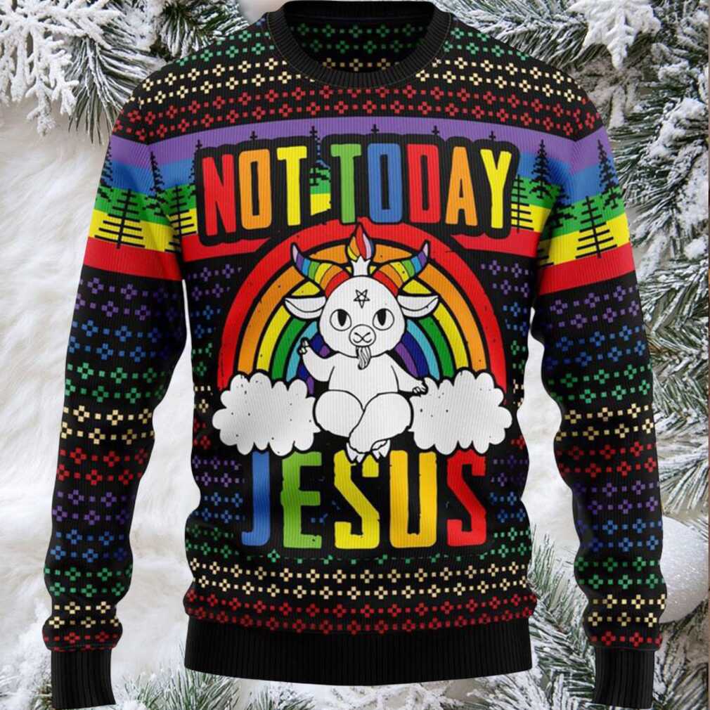 Not Today Jesus Ugly Christmas Sweater Not Today Jesus Ugly Christmas Sweater