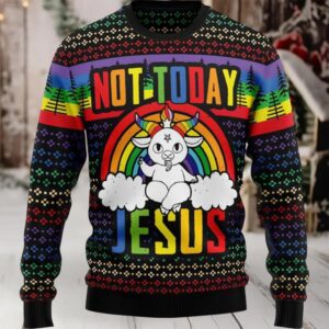 Not Today Jesus Ugly Christmas Sweater