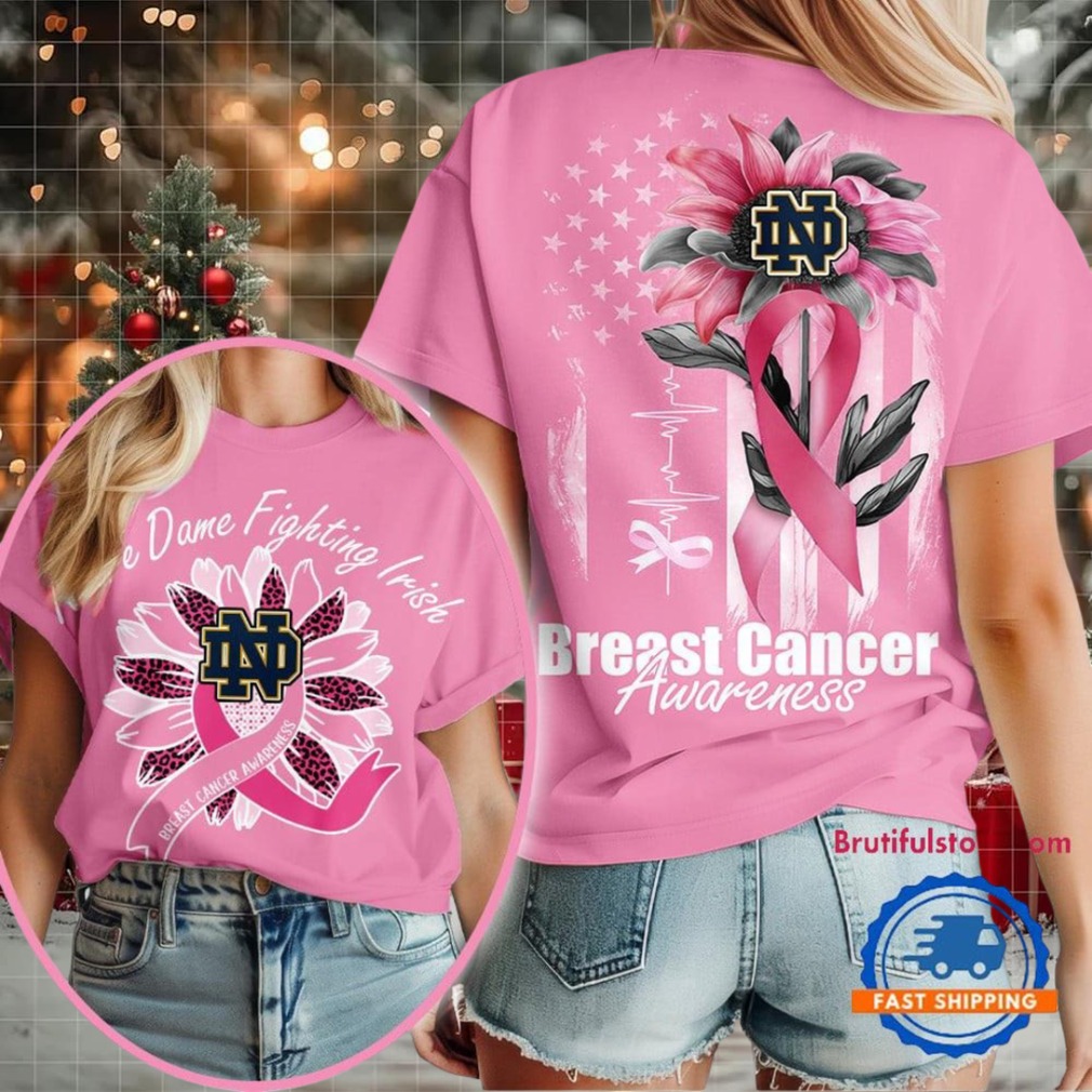 Notre Dame Fighting Irish 2025 NCAA Breast Cancer Sunflowers Unisex 3D Shirt