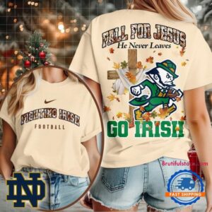 Notre Dame Fighting Irish 2025 NCAA Season Fall For Jesus Unisex 3D Shirt