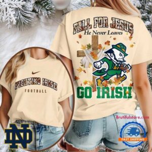 Notre Dame Fighting Irish 2025 NCAA Season Fall For Jesus Unisex 3D Shirt