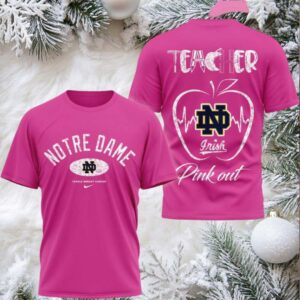 Notre Dame Fighting Irish 2025 NCAA Teacher Tackle Breast Cancer Unisex 3D Shirt