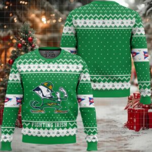 Notre Dame Fighting Irish – Custom Name And Number Ugly Christmas Sweater