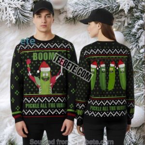 Rick And Morty Pickle Rick Ugly Xmas Sweater Green Black Mens