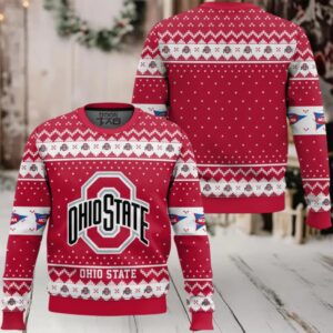 Ohio State Buckeyes – Custom Name And Number Ugly Christmas Sweater