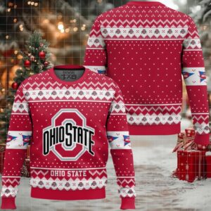Ohio State Buckeyes – Custom Name And Number Ugly Christmas Sweater