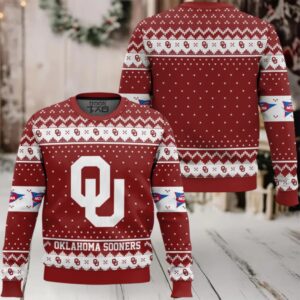 Oklahoma Sooners – Custom Name And Number Ugly Christmas Sweater