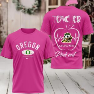 Oregon Ducks 2025 NCAA Teacher Tackle Breast Cancer Unisex 3D Shirt
