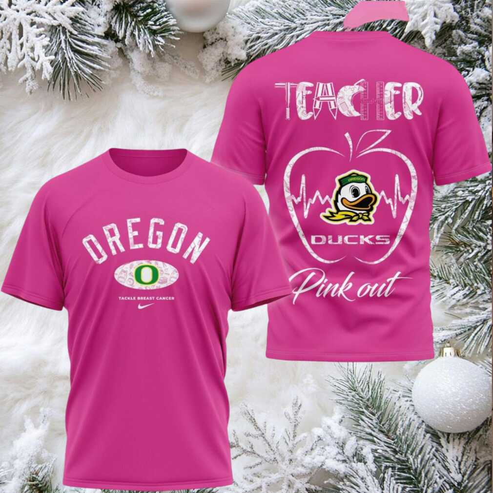 Oregon Ducks 2025 NCAA Teacher Tackle Breast Cancer Unisex 3D Shirt Oregon Ducks 2025 NCAA Teacher Tackle Breast Cancer Unisex 3D Shirt