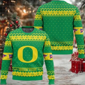 Oregon Ducks – Custom Name And Number Ugly Christmas Sweater