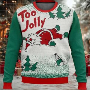 Overly Cheerful Santa Too Jolly Christmas Ugly Sweater