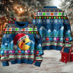 Pac Man Waka Waka 2024 Christmas Ugly Sweater