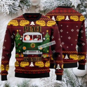 Peace On Earth Jesus And Santa Claus Ugly Christmas Sweater Red Womens