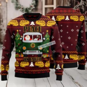 Peace On Earth Jesus And Santa Claus Ugly Christmas Sweater Red Womens