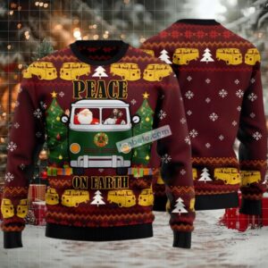 Peace On Earth Jesus And Santa Claus Ugly Christmas Sweater Red Womens
