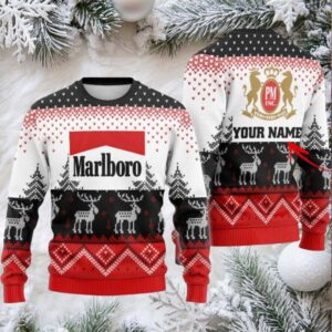 Personalized Marlboro Winter Reindeer Ugly Sweater